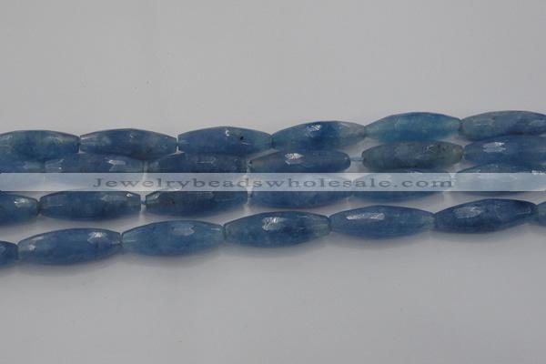 CCN1720 15.5 inches 10*30mm faceted rice candy jade beads