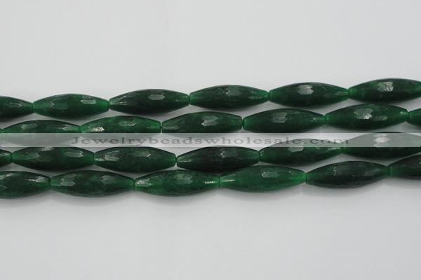 CCN1721 15.5 inches 10*30mm faceted rice candy jade beads