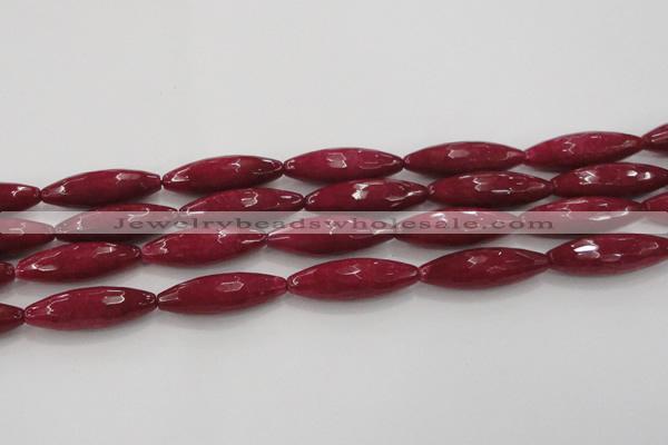 CCN1722 15.5 inches 10*30mm faceted rice candy jade beads