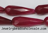 CCN198 15.5 inches 10*30mm faceted teardrop candy jade beads