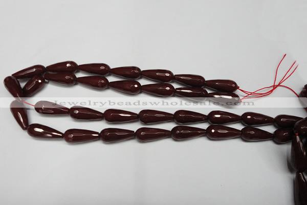 CCN2154 15.5 inches 10*25mm faceted teardrop candy jade beads