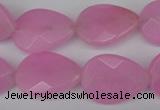 CCN2190 15.5 inches 15*20mm faceted flat teardrop candy jade beads