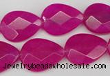 CCN2191 15.5 inches 15*20mm faceted flat teardrop candy jade beads