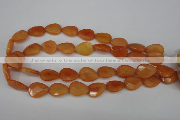 CCN2193 15.5 inches 15*20mm faceted flat teardrop candy jade beads