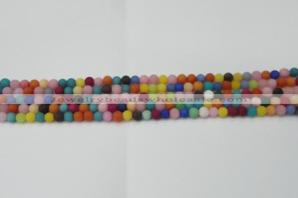 CCN2551 15.5 inches 4mm round mixed color matte candy jade beads