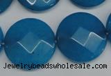 CCN265 15.5 inches 25mm faceted coin candy jade beads wholesale