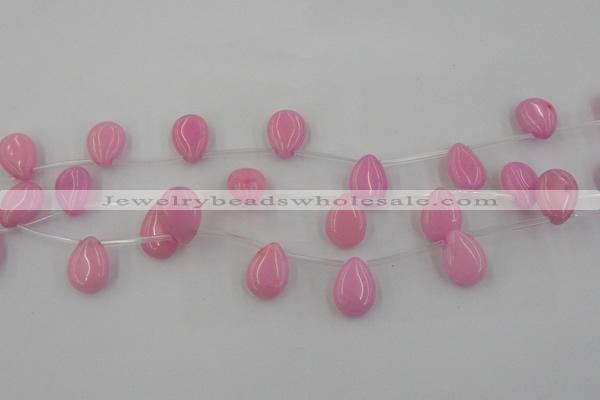 CCN2675 Top-drilled 13*18mm flat teardrop candy jade beads