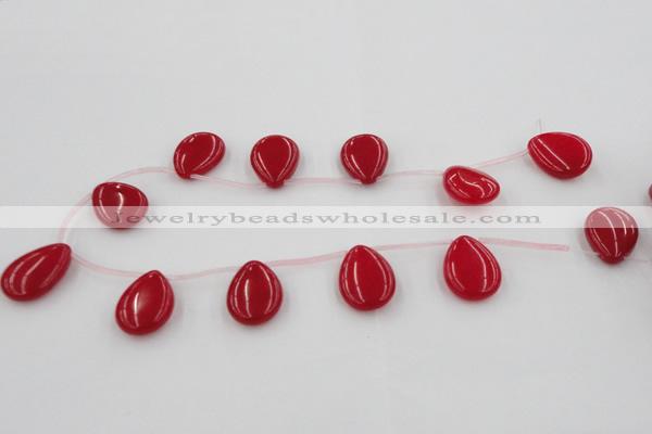 CCN2706 Top-drilled 18*25mm flat teardrop candy jade beads