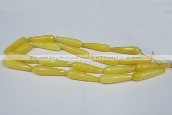 CCN2892 15.5 inches 10*40mm faceted teardrop candy jade beads