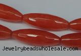 CCN2910 15.5 inches 10*30mm faceted rice candy jade beads