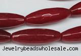 CCN2912 15.5 inches 10*30mm faceted rice candy jade beads