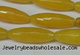 CCN2913 15.5 inches 10*30mm faceted rice candy jade beads