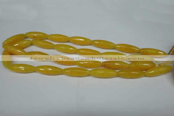 CCN2913 15.5 inches 10*30mm faceted rice candy jade beads