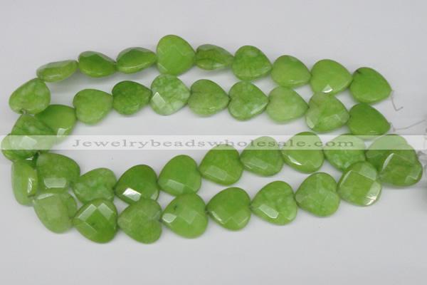 CCN360 15.5 inches 20*20mm faceted heart candy jade beads wholesale