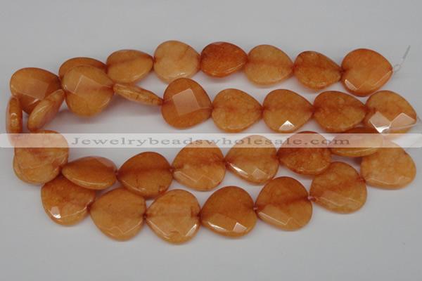 CCN371 15.5 inches 25*25mm faceted heart candy jade beads wholesale