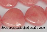 CCN372 15.5 inches 25*25mm faceted heart candy jade beads wholesale