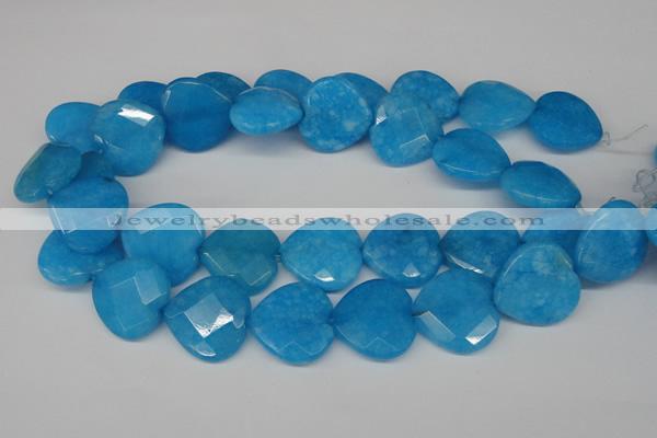 CCN377 15.5 inches 25*25mm faceted heart candy jade beads wholesale