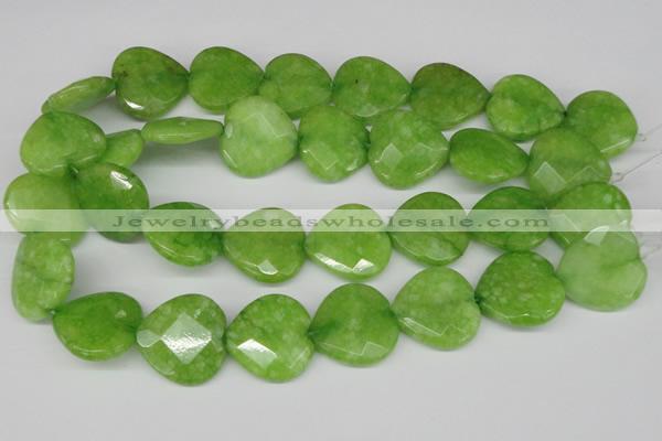 CCN378 15.5 inches 25*25mm faceted heart candy jade beads wholesale