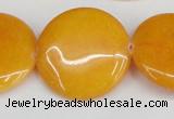 CCN3840 15.5 inches 30mm flat round candy jade beads wholesale