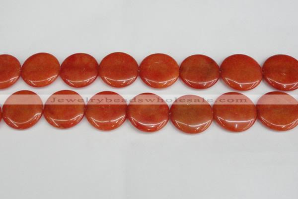 CCN3841 15.5 inches 30mm flat round candy jade beads wholesale