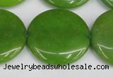 CCN3845 15.5 inches 30mm flat round candy jade beads wholesale