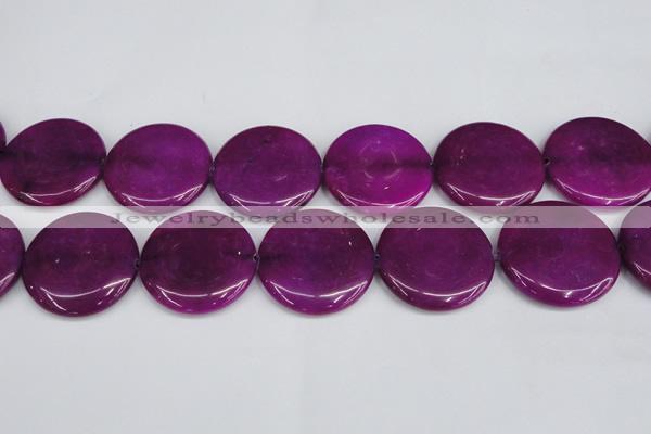 CCN3854 15.5 inches 35mm flat round candy jade beads wholesale