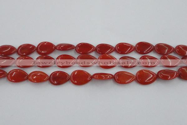 CCN3878 15.5 inches 15*20mm flat teardrop candy jade beads