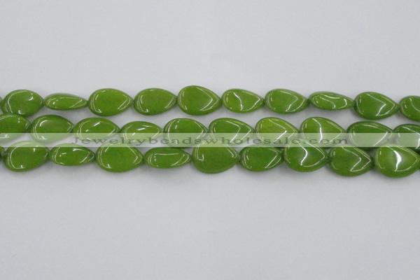 CCN3883 15.5 inches 15*20mm flat teardrop candy jade beads