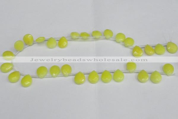 CCN3933 Top-drilled 12*15mm briolette candy jade beads wholesale