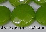 CCN4190 15.5 inches 20mm faceted coin candy jade beads wholesale