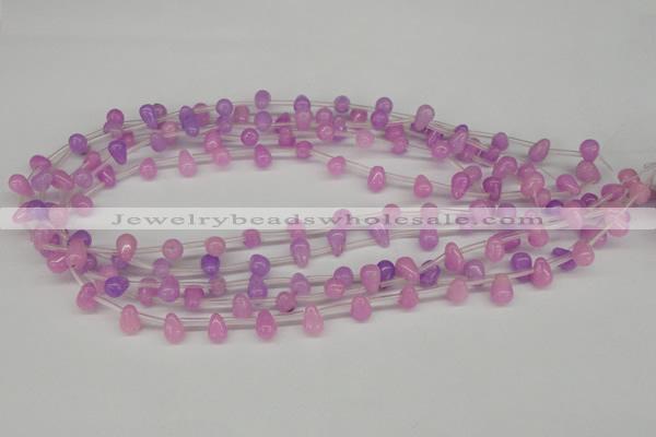 CCN430 15.5 inches Top-drilled 6*9mm teardrop candy jade beads