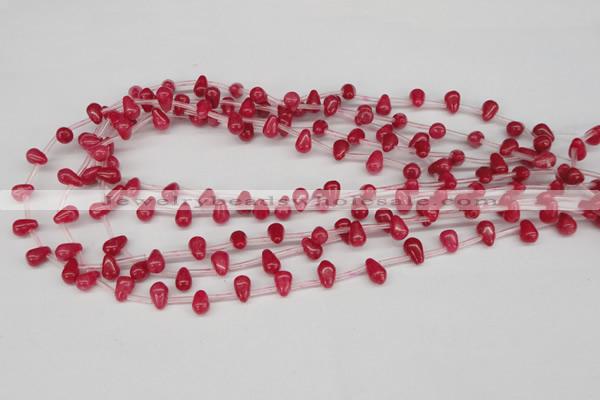 CCN436 15.5 inches Top-drilled 6*9mm teardrop candy jade beads