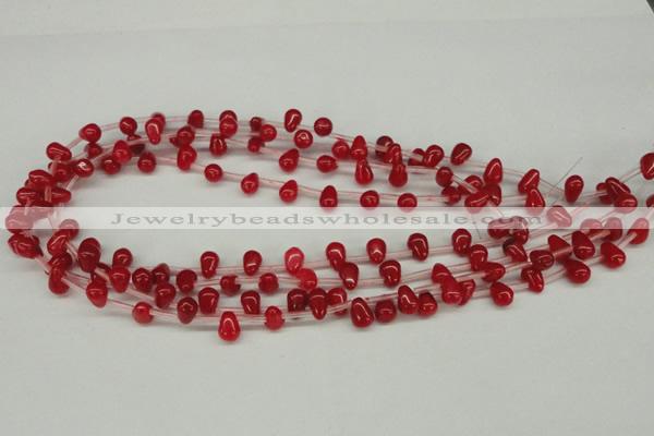 CCN437 15.5 inches Top-drilled 6*9mm teardrop candy jade beads