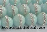 CCN4612 15.5 inches 10mm round candy jade with rhinestone beads