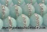 CCN4613 15.5 inches 12mm round candy jade with rhinestone beads