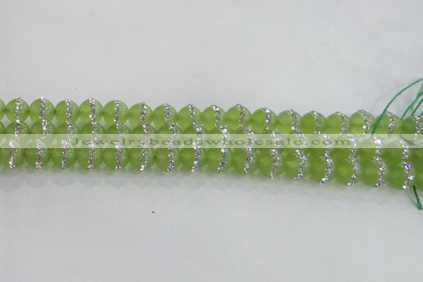 CCN4623 15.5 inches 12mm round candy jade with rhinestone beads