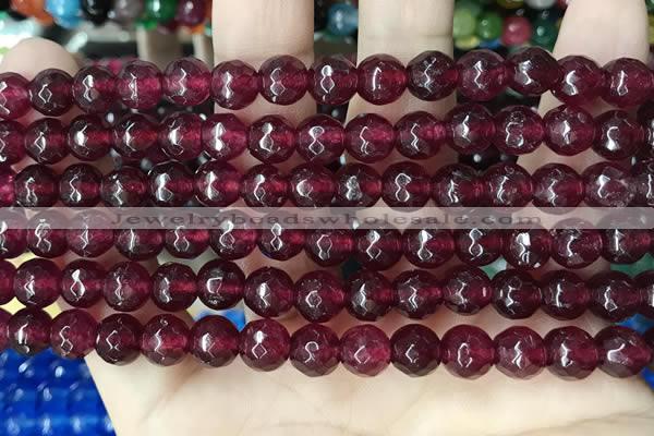 CCN5733 15 inches 8mm faceted round candy jade beads