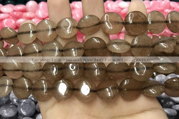 CCN5868 15 inches 15mm flat round candy jade beads Wholesale