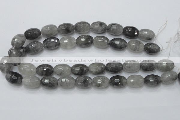 CCQ102 15.5 inches 15*20mm faceted egg-shaped cloudy quartz beads