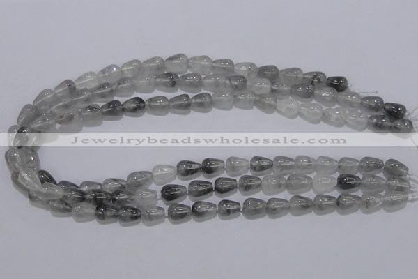 CCQ103 15.5 inches 8*12mm teardrop cloudy quartz beads wholesale