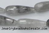 CCQ109 15.5 inches 10*30mm faceted teardrop cloudy quartz beads