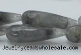 CCQ110 15.5 inches 12*40mm faceted teardrop cloudy quartz beads