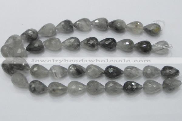 CCQ111 15.5 inches 15*22mm faceted teardrop cloudy quartz beads