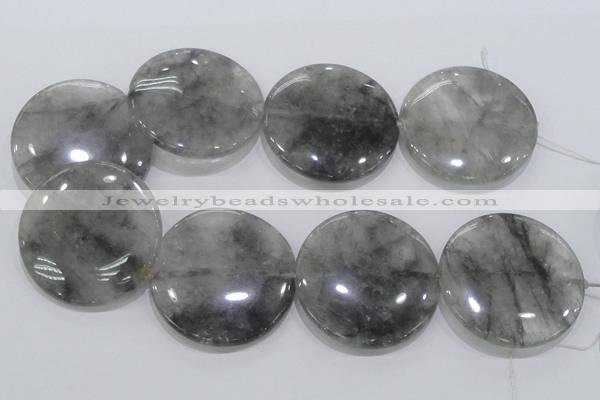 CCQ124 15.5 inches 50mm coin cloudy quartz beads wholesale