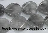 CCQ129 15.5 inches 20mm twisted coin cloudy quartz beads wholesale