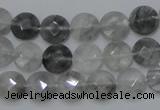 CCQ134 15.5 inches 10mm faceted coin cloudy quartz beads wholesale