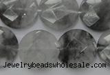 CCQ137 15.5 inches 20mm faceted coin cloudy quartz beads wholesale