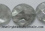 CCQ139 15.5 inches 30mm faceted coin cloudy quartz beads wholesale