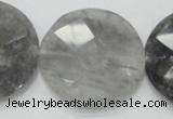 CCQ141 15.5 inches 40mm faceted coin cloudy quartz beads wholesale