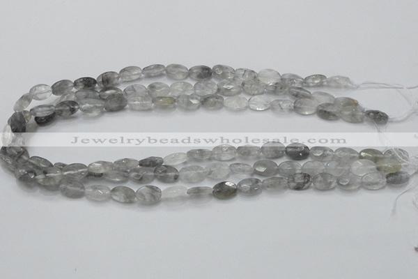 CCQ152 15.5 inches 8*12mm faceted oval cloudy quartz beads wholesale